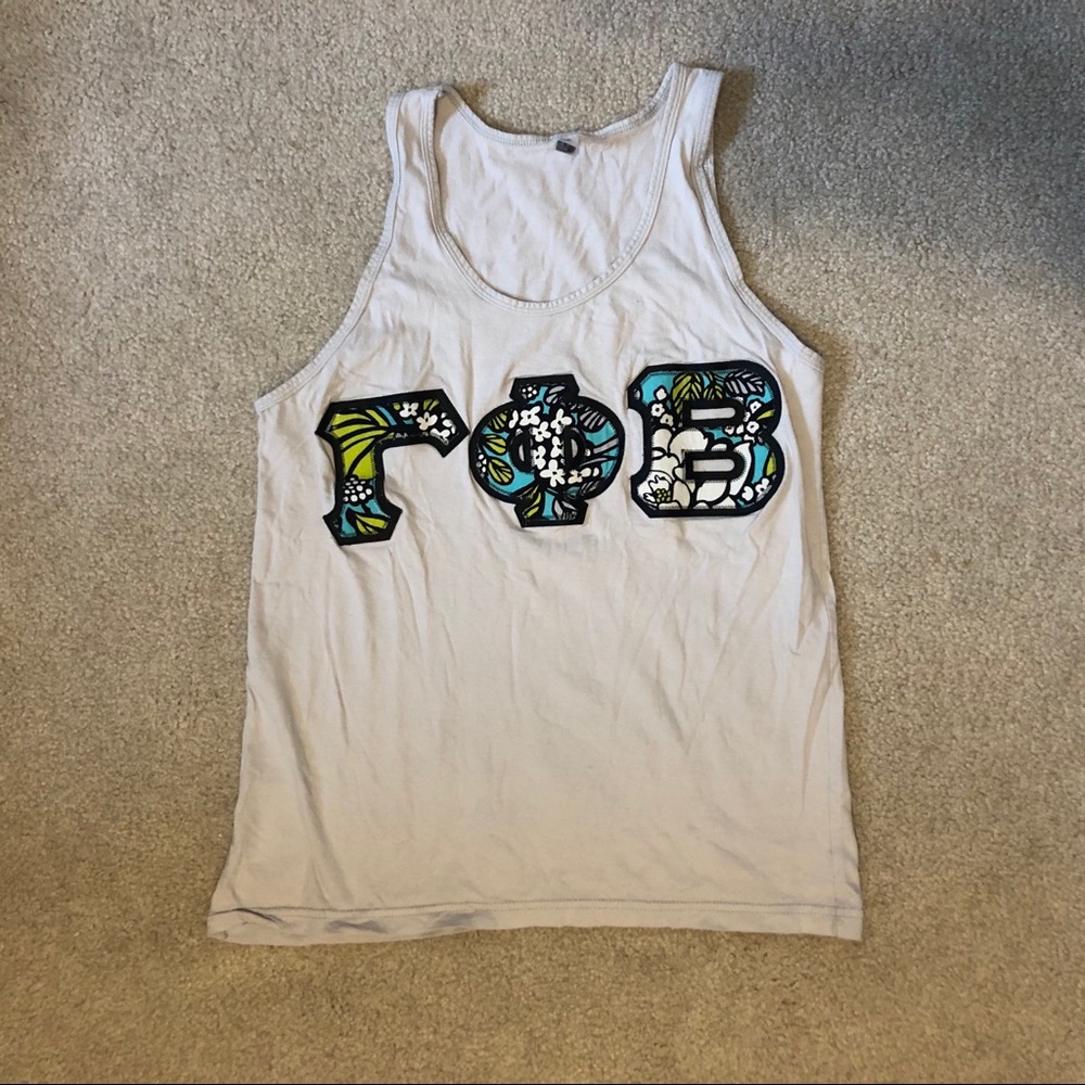 Gamma phi beta letter stitched tank